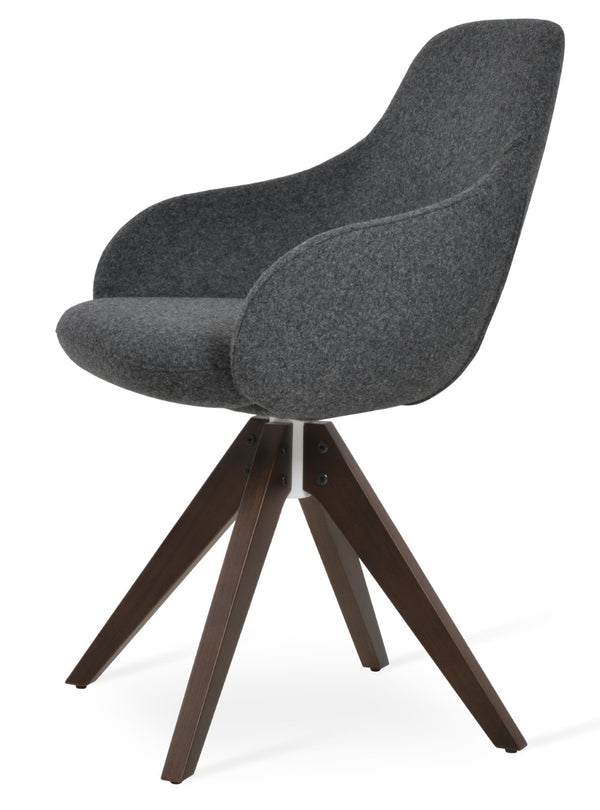 Soho Concept Gazel Arm Pyramid Dining Chair - Luxurious Wool Fabric, 10-year Guarantee, Stylish Walnut Finish Walnut  Soho-concept-dining-chair-03884
