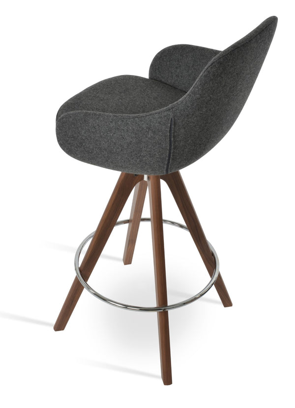 Soho Concept Gazel Arm Barstools & Counter Stools - Durable Camira Wool, Swivel Design, 10-year Guarantee, Dark Grey Dark Grey,Walnut  Soho-concept-dining-chair-08712