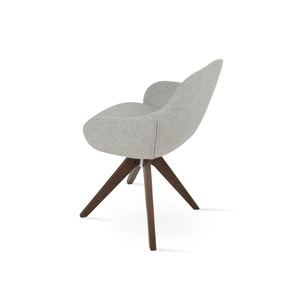 Soho Concept Gazel Arm Pyramid Dining Chair - Luxurious Wool Fabric, 10-year Guarantee, Stylish Walnut Finish Walnut,Silver  Soho-concept-dining-chair-03880