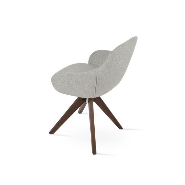 Soho Concept Gazel Arm Pyramid Dining Chair - Luxurious Wool Fabric, 10-year Guarantee, Stylish Walnut Finish Walnut,Silver  Soho-concept-dining-chair-03880