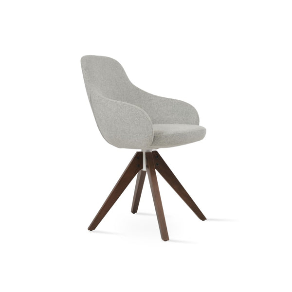 Soho Concept Gazel Arm Pyramid Dining Chair - Luxurious Wool Fabric, 10-year Guarantee, Stylish Walnut Finish Walnut,Silver  Soho-concept-dining-chair-03880