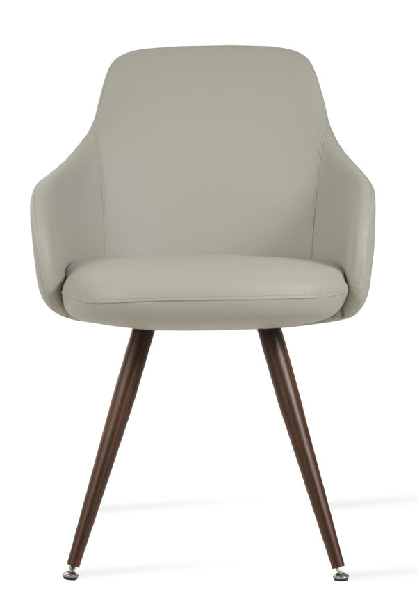Soho Concept Gazel Arm Wood Counter & Bar Dining Chair - Soft Leatherette, Stylish Walnut, 2-year Guarantee! Walnut,Light Grey  Soho-concept-dining-chair-03923