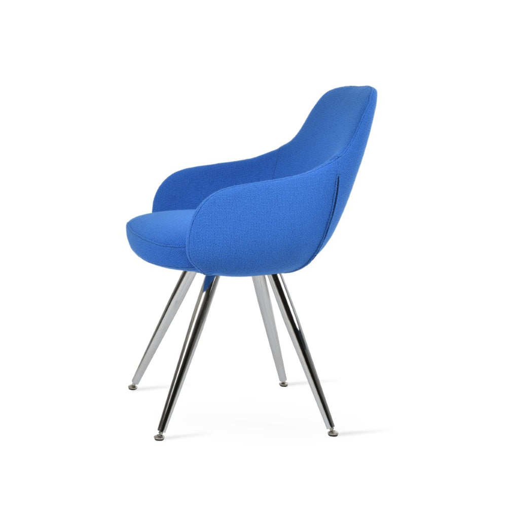 Soho Concept Gazel Arm Galata Counter Bar Stools - Stylish Upholstered Seating With 10-year Guarantee, Chrome Finish Caramel Steel Tubular Legs Soho-concept-dining-chair-03834
