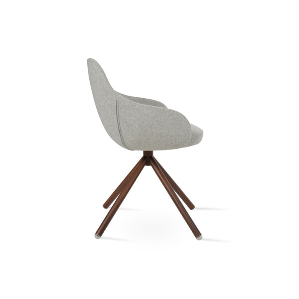 Soho Concept Gazel Arm Pr- Dining Chair In Premium Camira Boucle Wool With 10-year Guarantee & Durable Design Walnut,Silver  Soho-concept-dining-chair-03942