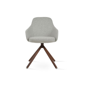 Soho Concept Gazel Arm Pr- Dining Chair In Premium Camira Boucle Wool With 10-year Guarantee & Durable Design Walnut,Silver  Soho-concept-dining-chair-03942