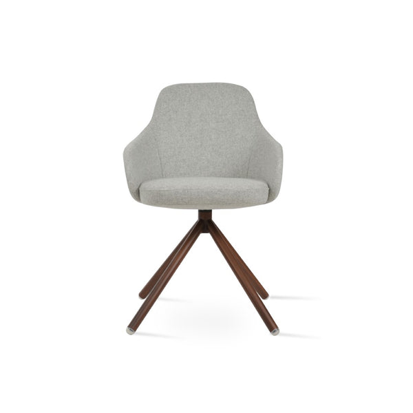 Soho Concept Gazel Arm Pr- Dining Chair In Premium Camira Boucle Wool With 10-year Guarantee & Durable Design Walnut,Silver  Soho-concept-dining-chair-03942
