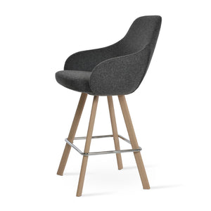 Soho Concept Gazel Arm Barstools & Counterstools - Premium Camira Wool, Solid Beech Wood, 10-year Guarantee, 350 Lbs Natural,Dark Grey  Soho-concept-dining-chair-06876