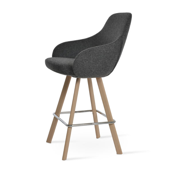 Soho Concept Gazel Arm Barstools & Counterstools - Premium Camira Wool, Solid Beech Wood, 10-year Guarantee, 350 Lbs Natural,Dark Grey  Soho-concept-dining-chair-06876