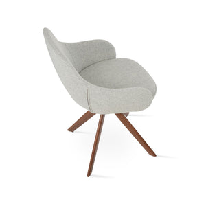 Soho Concept Gazel Arm Wood Counter & Bar Stools - Durable Beech Wood, Boucle Wool Upholstery, 10-year Guarantee Walnut,Silver  Soho-concept-dining-chair-03959