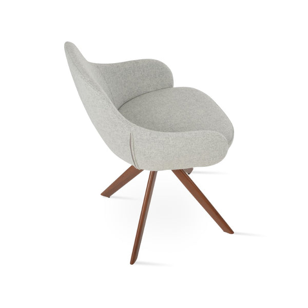 Soho Concept Gazel Arm Wood Counter & Bar Stools - Durable Beech Wood, Boucle Wool Upholstery, 10-year Guarantee Walnut,Silver  Soho-concept-dining-chair-03959