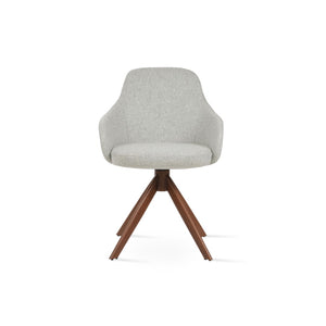 Soho Concept Gazel Arm Wood Counter & Bar Stools - Durable Beech Wood, Boucle Wool Upholstery, 10-year Guarantee Walnut,Silver  Soho-concept-dining-chair-03959
