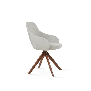 Soho Concept Gazel Arm Wood Counter & Bar Stools - Durable Beech Wood, Boucle Wool Upholstery, 10-year Guarantee Walnut,Silver  Soho-concept-dining-chair-03959