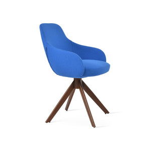 Soho Concept Gazel Arm Wood Counter & Bar Chair – Elegant Solid Wood, Premium Boucle Fabric, 10-year Guarantee Walnut,Blue  Soho-concept-dining-chair-03951