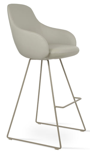 Soho Concept Gazel Arm Barstools & Counterstools - Stylish Ppm-fr Leatherette, Chrome Wire Base, 2-year Guarantee! Light Grey  Soho-concept-dining-chair-06877