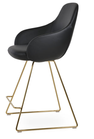 Soho Concept Gazel Arm Barstools & Counterstools - Stylish Ppm-fr Leatherette, Chrome Wire Base, 2-year Guarantee! Gold,Black  Soho-concept-dining-chair-08720