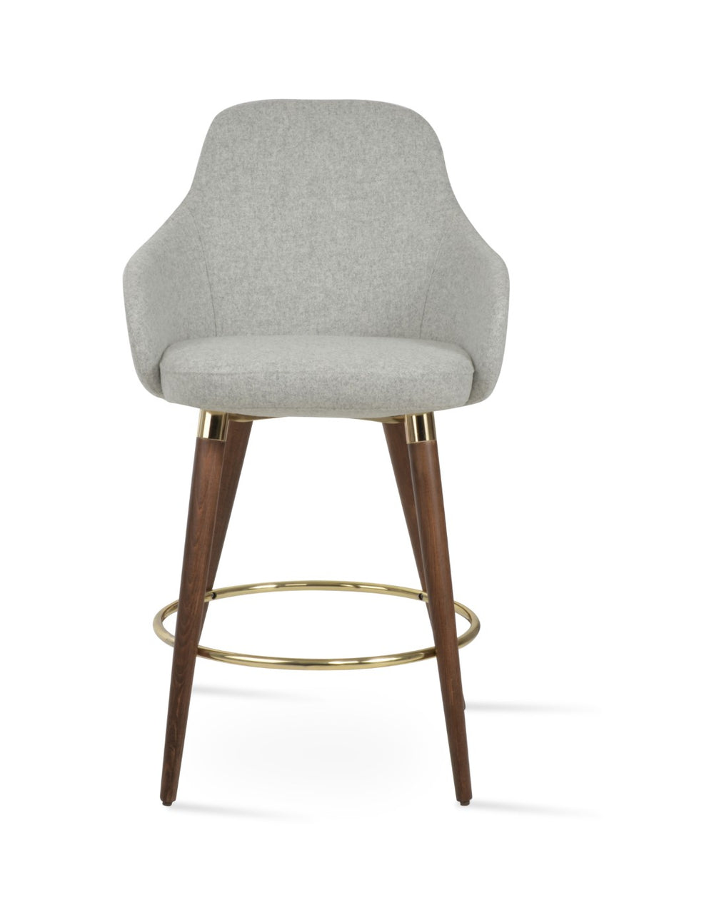 Soho Concept Gazel Arm Barstools & Counterstools - Premium Camira Wool, Solid Beech Wood, 10-year Guarantee, 350 Lbs Walnut,Gold  Soho-concept-dining-chair-08789