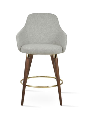 Soho Concept Gazel Arm Barstools & Counterstools - Premium Camira Wool, Solid Beech Wood, 10-year Guarantee, 350 Lbs Walnut,Silver  Soho-concept-dining-chair-06878