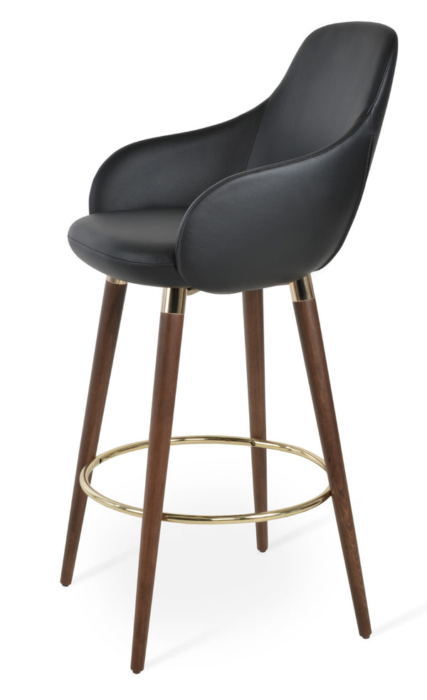 Soho Concept Gazel Arm Wood Bar And Counter Stools - Stylish, Durable Leatherette, 2-year Guarantee, 350 Lbs Cap. Walnut,Gold,Black  Soho-concept-dining-chair-06879