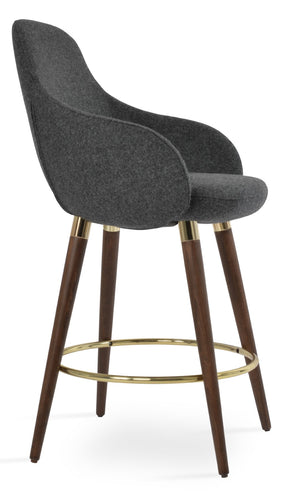 Soho Concept Gazel Arm Barstools & Counterstools - Premium Camira Wool, Solid Beech Wood, 10-year Guarantee, 350 Lbs Walnut,Gold,Dark Grey  Soho-concept-dining-chair-08724