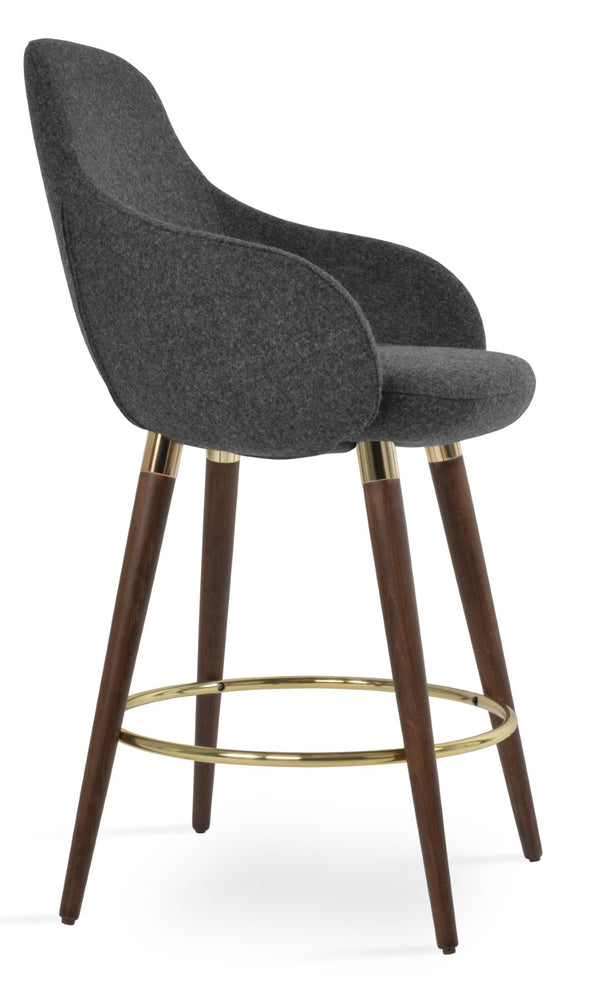 Soho Concept Gazel Arm Barstools & Counterstools - Premium Camira Wool, Solid Beech Wood, 10-year Guarantee, 350 Lbs Walnut,Gold,Dark Grey  Soho-concept-dining-chair-08724