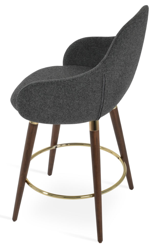 Soho Concept Gazel Arm Barstools & Counterstools - Premium Camira Wool, Solid Beech Wood, 10-year Guarantee, 350 Lbs Walnut,Gold,Dark Grey  Soho-concept-dining-chair-08723