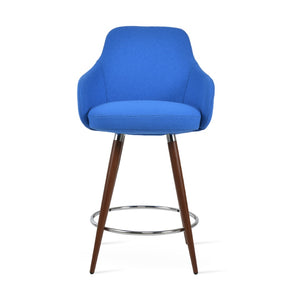 Soho Concept Gazel Arm Barstools & Counterstools - Premium Camira Yoredale Boucle Fabric, 10-year Warranty, Stylish! Walnut,Chrome,Blue  Soho-concept-dining-chair-08722