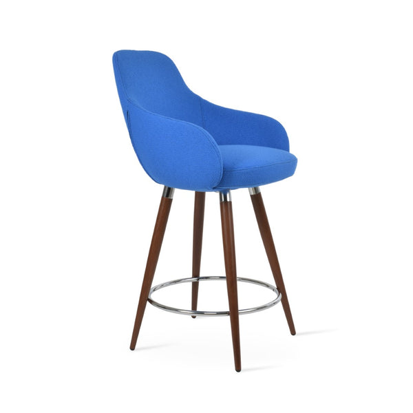 Soho Concept Gazel Arm Pr Barstools & Counterstools - Premium Camira Boucle Fabric, 10-year Guarantee, Stylish Walnut Walnut,Chrome,Blue  Soho-concept-dining-chair-06880