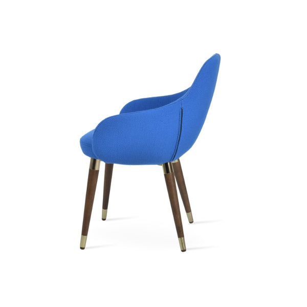 Soho Concept Gazel Arm Wood Counter & Bar Chair – Elegant Solid Wood, Premium Boucle Fabric, 10-year Guarantee Walnut,Blue  Soho-concept-dining-chair-03983