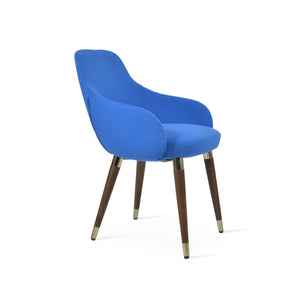 Soho Concept Gazel Arm Wood Counter & Bar Chair – Elegant Solid Wood, Premium Boucle Fabric, 10-year Guarantee Walnut,Blue  Soho-concept-dining-chair-03983