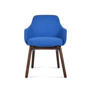 Soho Concept Gazel Arm Wood Counter & Bar Chair – Elegant Solid Wood, Premium Boucle Fabric, 10-year Guarantee Walnut,Blue  Soho-concept-dining-chair-03999