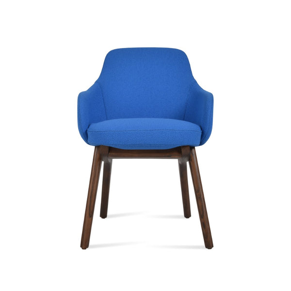 Soho Concept Gazel Arm Wood Counter & Bar Chair – Elegant Solid Wood, Premium Boucle Fabric, 10-year Guarantee Walnut,Blue  Soho-concept-dining-chair-03999