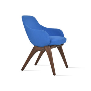 Soho Concept Gazel Arm Wood Counter & Bar Chair – Elegant Solid Wood, Premium Boucle Fabric, 10-year Guarantee Walnut,Blue  Soho-concept-dining-chair-03999