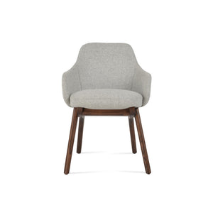 Soho Concept Gazel Arm Wood Counter & Bar Stools - Durable Beech Wood, Boucle Wool Upholstery, 10-year Guarantee Walnut,Silver  Soho-concept-dining-chair-03995