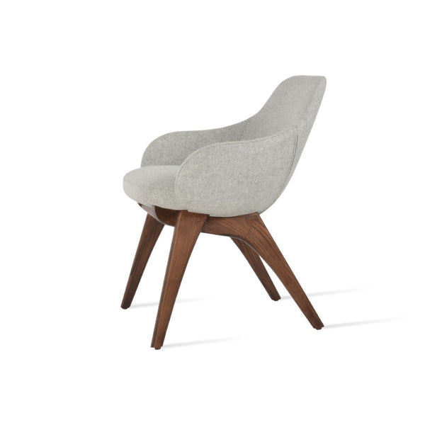 Soho Concept Gazel Arm Wood Counter & Bar Stools - Durable Beech Wood, Boucle Wool Upholstery, 10-year Guarantee Walnut,Silver  Soho-concept-dining-chair-03995