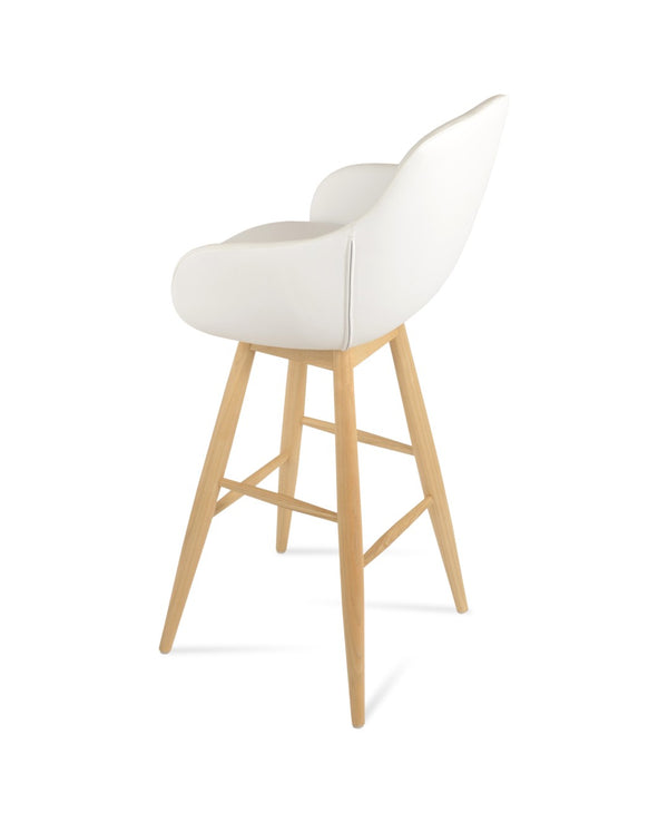 Soho Concept Gazel Arm Baba Bar & Counter Stools - Elegant Teak Wood, Soft Leatherette, 2-year Guarantee, Stylish Design Ash,Natural,White  Soho-concept-dining-chair-08681