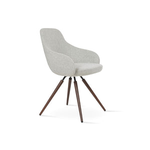 Soho Concept Gazel Arm Wood Counter & Bar Stools - Durable Beech Wood, Boucle Wool Upholstery, 10-year Guarantee Walnut,Silver  Soho-concept-dining-chair-03822