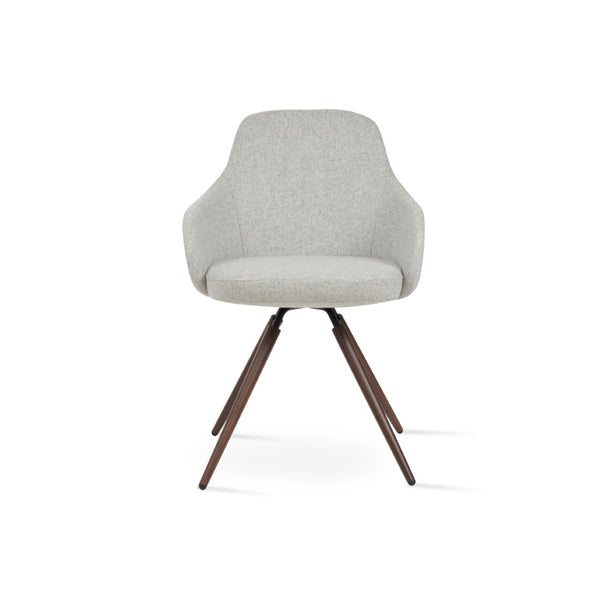 Soho Concept Gazel Arm Wood Counter & Bar Stools - Durable Beech Wood, Boucle Wool Upholstery, 10-year Guarantee Walnut,Silver  Soho-concept-dining-chair-03822