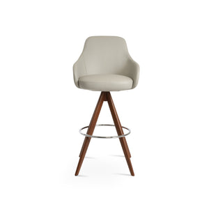 Soho Concept Gazel Stylish Swivel Bar & Counter Stools - Solid Wood, Leatherette, 2-year Guarantee - Elegant Comfort! Walnut,Light Grey  Soho-concept-dining-chair-08685