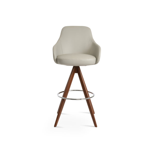 Soho Concept Gazel Stylish Swivel Bar & Counter Stools - Solid Wood, Leatherette, 2-year Guarantee - Elegant Comfort! Walnut,Light Grey  Soho-concept-dining-chair-08685