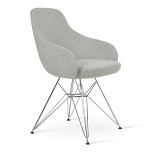 Soho Concept Gazel Arm Galata Counter & Bar Chair - Premium Wool & Boucle Fabrics, Stylish & Durable Design Chrome,Silver Steel Tubular Legs Soho-concept-dining-chair-03965