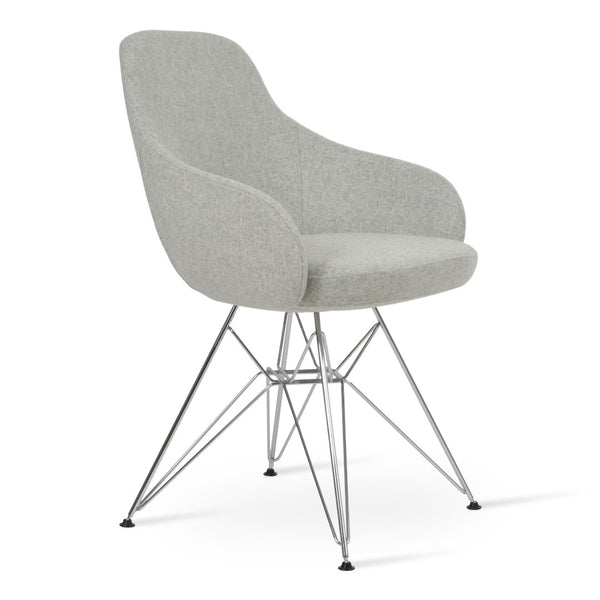 Soho Concept Gazel Arm Galata Counter & Bar Chair - Premium Wool & Boucle Fabrics, Stylish & Durable Design Chrome,Silver Steel Tubular Legs Soho-concept-dining-chair-03965