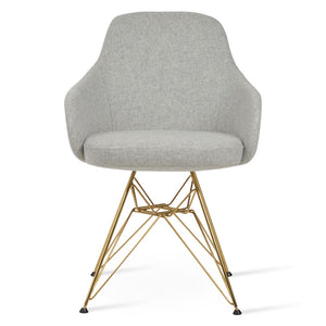 Soho Concept Gazel Arm Office Chair - Ergonomic Wool Fabric With Boucle Texture, Adjustable Heights & 10-year Warranty Gold,Silver  Soho-concept-dining-chair-03966