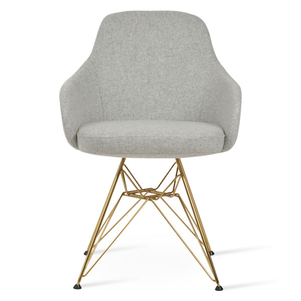 Soho Concept Gazel Arm Office Chair - Ergonomic Wool Fabric With Boucle Texture, Adjustable Heights & 10-year Warranty Gold,Silver  Soho-concept-dining-chair-03966