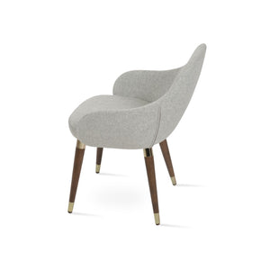 Soho Concept Gazel Arm Wood Counter & Bar Stools - Durable Beech Wood, Boucle Wool Upholstery, 10-year Guarantee Walnut,Silver  Soho-concept-dining-chair-03985