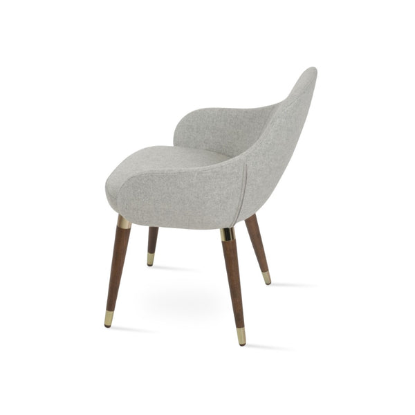 Soho Concept Gazel Arm Wood Counter & Bar Stools - Durable Beech Wood, Boucle Wool Upholstery, 10-year Guarantee Walnut,Silver  Soho-concept-dining-chair-03985