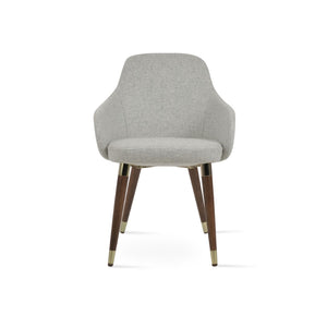 Soho Concept Gazel Arm Wood Counter & Bar Stools - Durable Beech Wood, Boucle Wool Upholstery, 10-year Guarantee Walnut,Silver  Soho-concept-dining-chair-03984