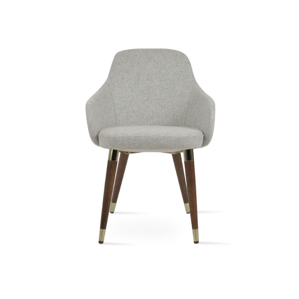 Soho Concept Gazel Arm Wood Counter & Bar Stools - Durable Beech Wood, Boucle Wool Upholstery, 10-year Guarantee Walnut,Silver  Soho-concept-dining-chair-03984