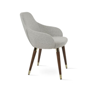 Soho Concept Gazel Arm Wood Counter & Bar Stools - Durable Beech Wood, Boucle Wool Upholstery, 10-year Guarantee Walnut,Silver  Soho-concept-dining-chair-03984