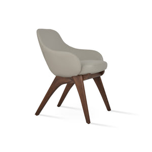 Soho Concept Gazel Arm Pr- Stylish Wood Counter & Bar Stools, Soft Leatherette, 10-year Guarantee, 350 Lbs Support Walnut,Light Grey  Soho-concept-dining-chair-03997