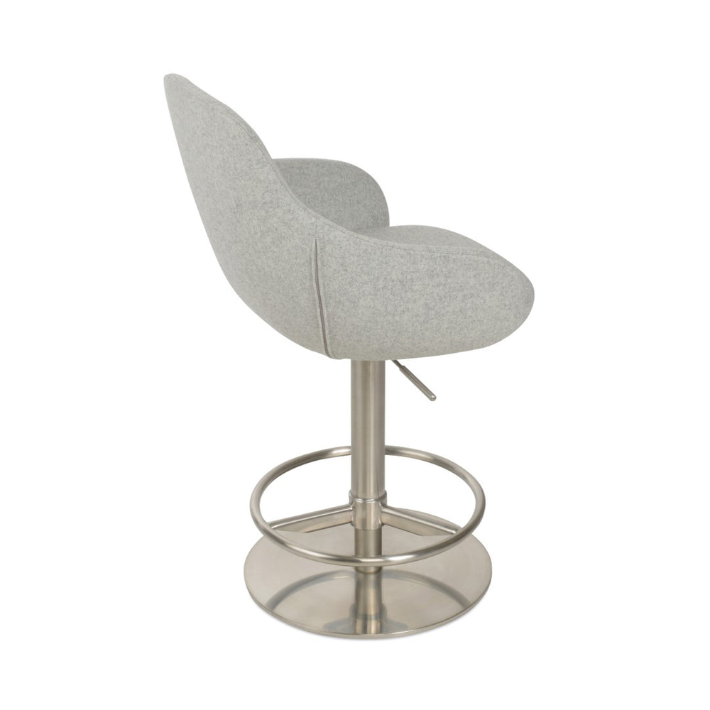 Soho Concept Gazel Adjustable Arm Piston Stool With Full Footrest - Premium Wool Upholstery & 10-year Guarantee Silver  Soho-concept-dining-chair-08680
